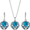 Round Pendant Necklace and Lever-Back Drop Earrings
