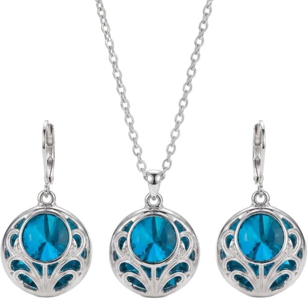 Round Pendant Necklace and Lever-Back Drop Earrings